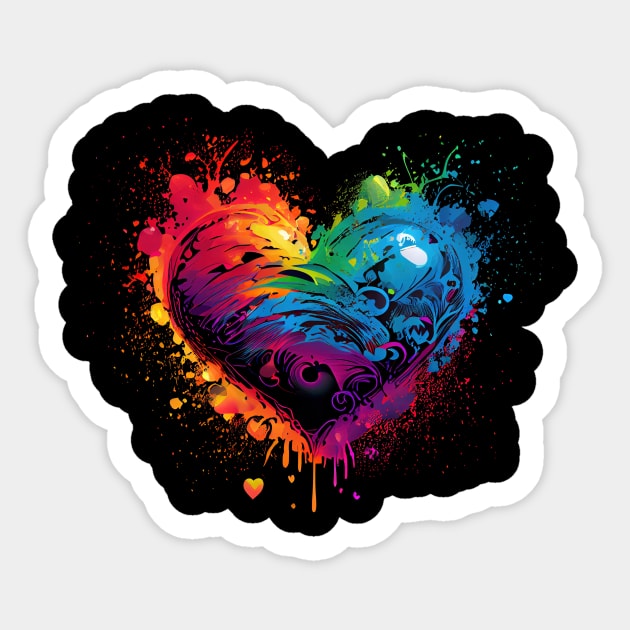 Heart with splatters in neon colors Sticker by Art8085